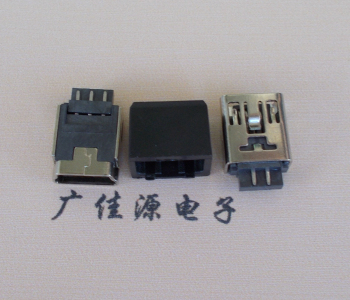 常州MINI USB 5Pin接口 带护套焊线母座 B型180度铜壳