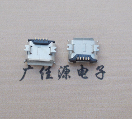 常州Micro USB 5PIN接口,B型垫高0.9mm鱼叉脚贴片雾锡卷边