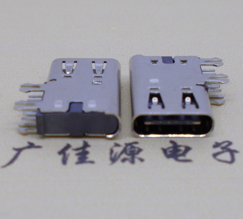 常州侧插USB3.1接头座子.90度type-c母座.6p侧插连接器