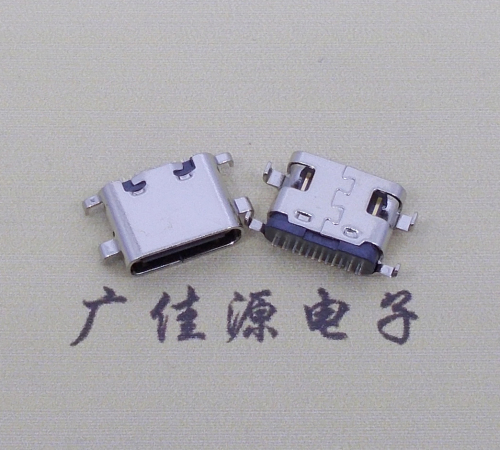 常州type c16p沉板母座破板0.8mm/1.0mm/1.2mm/1.6mm四脚插板端子SMT总体长度L=6.5mm