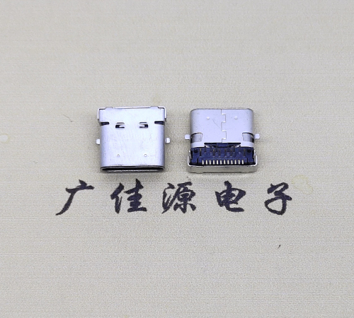 常州type c24p板上双壳连接器接口 DIP+SMT L=10.0脚长1.6母头